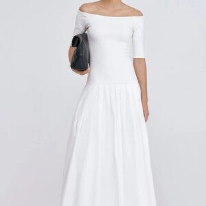 Marcella NY Mila Cream Midi Dress w Pockets Lined Size large